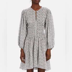 Isabel Etoile Marant Marili Dress Cotton Blouson Sleeves Ruched